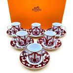 Hermes - Lüks Kahve Fincanı - Koleksiyonluk - Hediyelik - Luxury Designer - Lüks Tasarım - Kırmızı - Beyaz