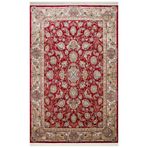 Hermon Krem Çerçeve Viskon Modern Geometrik Etnik Desenli Boho Makinada Yıkanabilir Hav Toz Vermez Leke Tutmaz Kaymaz Taban Dijital Makine Baskı Halı Oturma Odası Salon Yolluk Koridor Mutfak Halısı