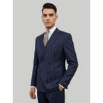 HERMOSE Sartorial | Derin Lacivert Çizgili Kruvaze Takım Elbise - 6 Drop - 46