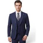 HERMOSE Sartorial | Gece Mavisi Çizgili Yelekli Takım Elbise - 6 Drop - 52