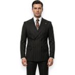 HERMOSE Sartorial | Onyx Siyah Terakota Çizgili Kruvaze Takım Elbise - 6 Drop - 50