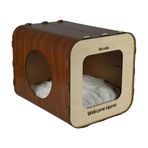 Herniks HR3027 Yastıklı Ahşap Dörtgen Lüks Kedi Evi
