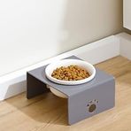 Herniks Pati Desenli Şeffaf Pleksi ve Seramik 17x15 cm Gri Mama Kabı