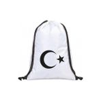 Hero Tasarım Ay Yıldız Türk Bayrağı - Ipli Spor Sırt Çantası - Günlük - Okul 35*45CM One Size | HR1032 - Beyaz - 20 L