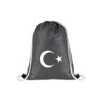 Hero Tasarım Ay Yıldız Türk Bayrağı - Ipli Spor Sırt Çantası - Günlük - Okul 35*45CM One Size | HR1032 - Gri - 20 L