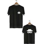 Hero Tasarım BLL1037 Siyah Şapka Ön Arka Baskılı Bisiklet Yaka Kısa Kollu Erkek T-shirt