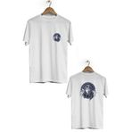 Hero Tasarım BLL1383 Çiçekli Ön Arka Baskılı Bisiklet Yaka Kısa Kol Beyaz Kadın T-shirt