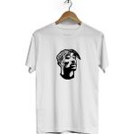 Hero Tasarım BLL1692 2Pac Bisiklet Yaka Kısa Kollu Beyaz T-shirt