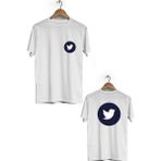 Hero Tasarım BLL1759 Beyaz Twitter Ön Arka Baskılı Erkek T-shirt