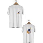 Hero Tasarım BLL1896 Beyaz Uçan Yıldız Balonu Ön Arka Baskılı Erkek T-shirt