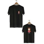 Hero Tasarım BLL249 Siyah Mabel Pines Ön Arka Baskılı Bisiklet Yaka Kısa Kollu Erkek T-shirt