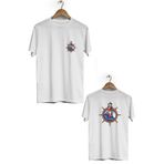 Hero Tasarım BLL2597 Beyaz Deniz Feneri Ön Arka Baskılı Bisiklet Yaka Erkek T-shirt
