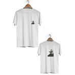 Hero Tasarım BLL290 Ön Arka Baskılı Bisiklet Yaka Kısa Kol Beyaz Kadın T-shirt