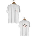 Hero Tasarım BLL292 Ön Arka Baskılı Bisiklet Yaka Kısa Kol Beyaz Kadın T-shirt