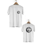 Hero Tasarım BLL295 Mozaik Ön Arka Baskılı Bisiklet Yaka Kısa Kol Beyaz Kadın T-shirt