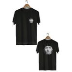 Hero Tasarım BLL295 Mozaik Ön Arka Baskılı Bisiklet Yaka Kısa Kol Siyah Kadın T-shirt