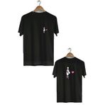 Hero Tasarım BLL3434 Hamile Ön Arka Baskılı Bisiklet Yaka Kısa Kol Siyah Kadın T-shirt