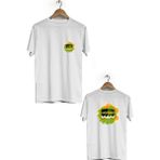 Hero Tasarım BLL710 Beyaz Kabe Ön Arka Baskılı Bisiklet Yaka Erkek T-shirt