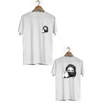 Hero Tasarım BLL728 Peçeli Ön Arka Baskılı Bisiklet Yaka Kısa Kol Beyaz Kadın T-shirt