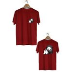 Hero Tasarım BLL728 Peçeli Ön Arka Baskılı Bisiklet Yaka Kısa Kol Bordo Kadın T-shirt