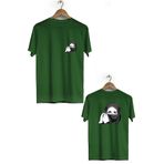 Hero Tasarım BLL728 Peçeli Ön Arka Baskılı Bisiklet Yaka Kısa Kol Haki Kadın T-shirt