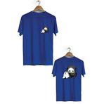 Hero Tasarım BLL728 Peçeli Ön Arka Baskılı Bisiklet Yaka Kısa Kol Lacivert Kadın T-shirt