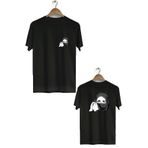 Hero Tasarım BLL728 Peçeli Ön Arka Baskılı Bisiklet Yaka Kısa Kol Siyah Kadın T-shirt