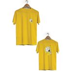 Hero Tasarım BLL924 İnci Küpeli Kız Sarı Ön Arka Baskılı Bisiklet Yaka Kısa Kollu Erkek T-shirt