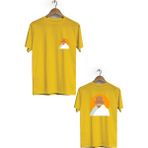 Hero Tasarım BLL944 Sarı Gandhi Kısa Kol Tişört Ön Arka Baskılı T-shirt
