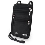 Hero Travel Supply KAHRAMAN Boyun Cüzdanı - RFID Engelleme Pasaport Tutucu - Kolay Gizlenebilir Seyahat Kılıfı, Siyah, RFID Cüzdan