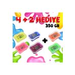 HEROES 350 Gr Slime Seti 4+2 - 6 Renk Ele Yapışmayan Pofuduk Slaym Eğitici Oyun Jeli Oyun Hamuru