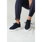 Heroes Model Hakiki Deri El Yapımı Erkek Lacivert Triko Sneaker Ayakkabı - 0 - Siyah