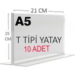 Heroglas (10 ADET) A5 T Tipi Yatay Masa Üstü Şeffaf Pleksi / Föylük-Fiyatlık-Menü-Broşürlük