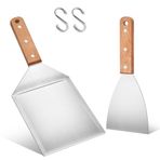 Herogo Izgara spatulası seti, 2 adet paslanmaz çelik Plancha spatula ve büyük ızgara spatulası, Smash Burger, Teppanyaki, BBQ aksesuarı, erkekler için mangal hediyesi, bulaşık makinesinde yıkanabilir