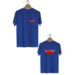 herotasarım Azerbaycan Ve Türkiye El Ele Ön Arka Baskılı Bisiklet Yaka Kısa Kollu Tişört BLL1420 (Lacivert / 4XL)