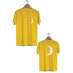 Herotasarım BLL235 Sarı Hilal Ön Arka Baskılı Bisiklet Yaka Erkek T-shirt