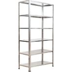 Herrafburada Galvanizraf 6 Katlı Galvaniz Çelik Raf 31X75X200 Metal Depo Arşiv Kiler Rafı - Gri