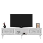 Herry 2 Kapaklı Tv Sehpası Alt Modül, Beyaz Gümüş