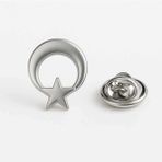 Herşey Nota Ay Yıldız Gümüş Rozet 2 cm | Parlak Metal Türk Bayrağı Yaka Rozeti