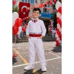 Herşey Nota Erkek Çocuk Kuşaklı Papyonlu Beyaz Gömlek Pantolon Takım Okul Bayram Etkinlik 5-13 Yaş - 11 Yaş - Çok Renkli