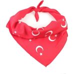 Herşey Nota Kırmızı Ay Yıldız Türk Bayrağı Temalı Pamuk Kumaş Fular - Bandana - 23 Nisan, 29 Ekim, 19 Mayıs 12 Adet