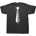Herşey Nota Piyano Kravat Unisex Tshirt - XXL - Siyah