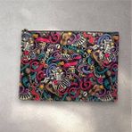 Herşey Nota Renkli Müzik Nota Desenli Clutch Portföy Çanta