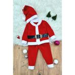 Herşey Trend Erkek Çocuk Noel Baba Yılbaşı Kostümü Şapkalı Kemerli Bebek Kostümü - Çok Renkli