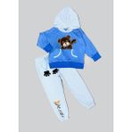 Herşey Trend Herşeytrend 2-3-4 Yaş Pelüş Ayı Desenli Kapşonlu Uzun Kollu Penye Sweat 2li Erkek Çocuk Takımı Indigo - İndigo