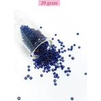 Herşey Trend Herşeytrend Dökme Cam Kum Boncuk (8/0) 3 mm - 20 Gram - Şeffaf Lacivert - BNC166
