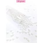 Herşey Trend Herşeytrend Dökme Cam Kum Boncuk Büyük Boy (6/0) 4 mm - 20 Gram - Kar Beyaz - BNC073