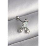 Herşey10 316L Çelik Gümüş Renk Beyaz Minelik Kalp Sallantı Zirkon Taş Detay Tragus Piercing