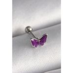 Herşey10 316L Çelik Gümüş Renk Mor Tragus Piercing