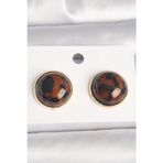 Herşey10 Pirinç Renk 3D Daire Leopar Kadın Küpe